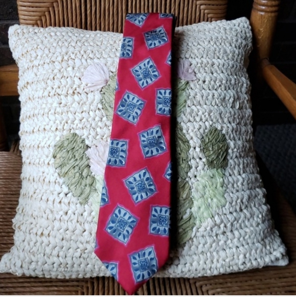 Christian Dior Monsieur all silk tie,  red/gray/blue